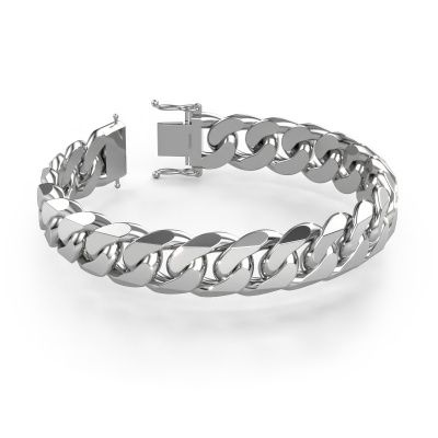 Cuban cuban link bracelet ±0.6 in 585 white gold