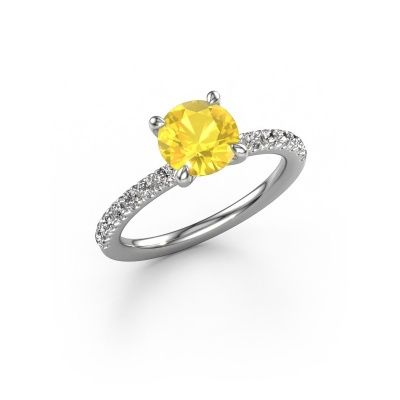 Engagement ring Crystal RND 2 950 platinum yellow sapphire 7 mm