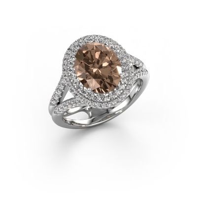 Engagement ring Elvie 950 platinum brown diamond 3.295 crt