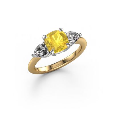 Bague de fiançailles Chanou CUS 585 or jaune saphir jaune 7 mm
