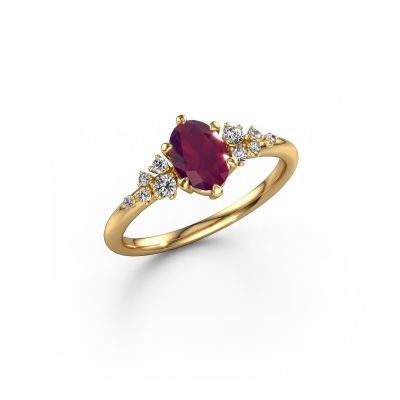Bague Royce OVL 585 or jaune rhodolite 7x5 mm