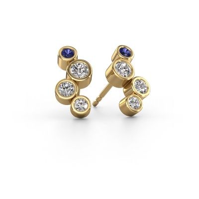 Stud earrings Marlys 2 585 gold sapphire 2.5 mm