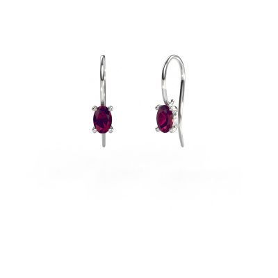 Pendants d'oreilles Cleo OVL 585 or blanc rhodolite 7x5 mm