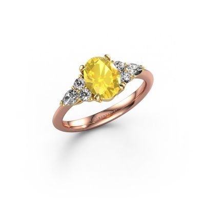 Bague de fiançailles Melani OVL 585 or rose saphir jaune 8x6 mm