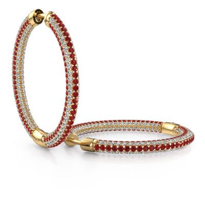 Hoop earrings Hope 25mm 585 gold ruby 1 mm