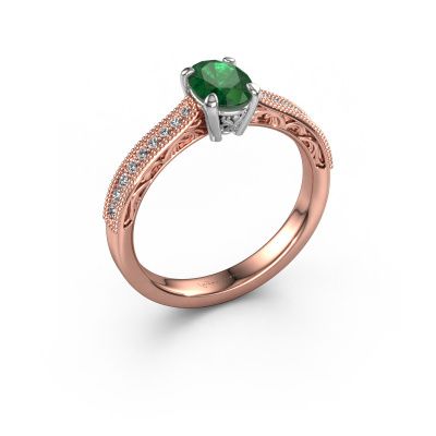 Engagement ring Shonta OVL 585 rose gold emerald 7x5 mm