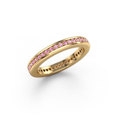 Stackable ring Elvire 3 585 gold pink sapphire 1.3 mm