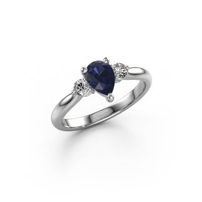 Engagement ring Lieselot PER 585 white gold sapphire 7x5 mm