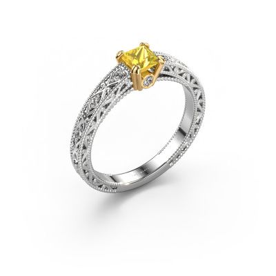 Engagement ring Ardella 585 white gold yellow sapphire 4 mm