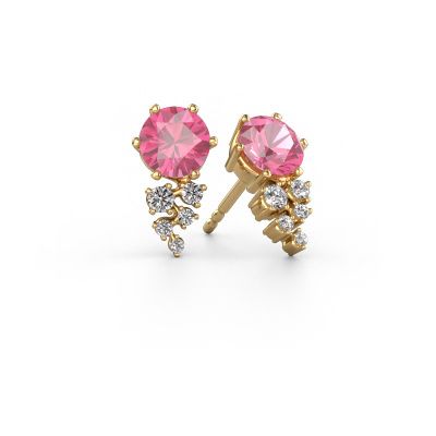 Boucles d'oreilles Royce 585 or jaune saphir rose 6 mm