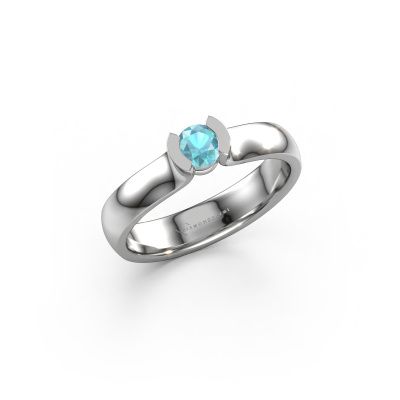 Ring Ophelia 585 Weißgold Blau Topas 4.2 mm