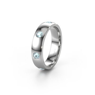 Wedding ring WH0105L25BP 585 white gold aquamarine 3 mm ±0.20x0.08 in