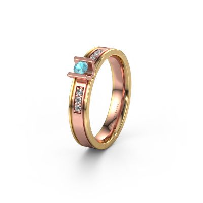 Wedding ring WH2108L14A 585 rose gold blue topaz ±0.16x0.07 in