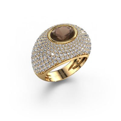 Ring Armida 585 gold smokey quartz 9x7 mm