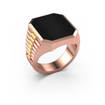 Signet ring Brent 5 585 rose gold onyx 18x15 mm