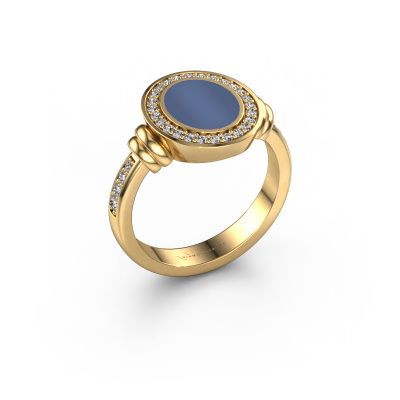 Siegelring Servie 1 585 Gold Blau Lagenstein 10x8 mm