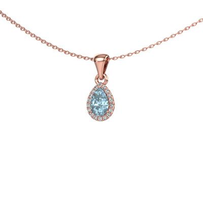 Pendant Seline per 585 rose gold blue lab grown diamond 6x4 mm