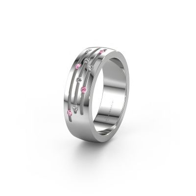 Wedding ring WH0134L26B 585 white gold pink sapphire ±0.24x0.08 in