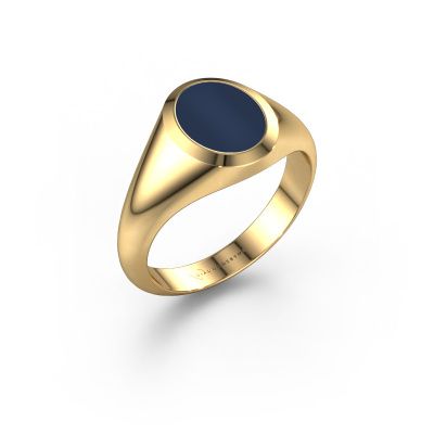 Zegelring Evon 1 585 goud donker blauw lagensteen 10x8 mm