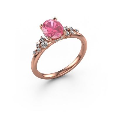 Engagement ring Emma OVL 585 rose gold pink sapphire 8x6 mm