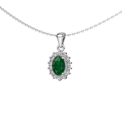 Pendant Margien 585 white gold emerald 7x5 mm