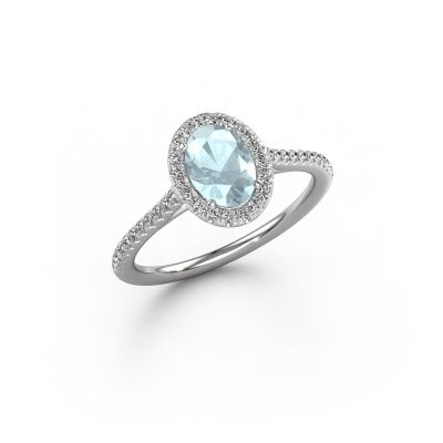 Engagement ring Seline ovl 2 950 platinum aquamarine 7x5 mm