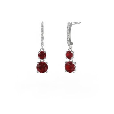 Drop earrings Tanja 2 950 platinum ruby 4.2 mm