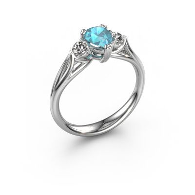 Engagement ring Amie per 950 platinum blue topaz 7x5 mm