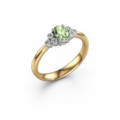Engagement ring Lucy 1 585 gold green lab grown diamond 6x4 mm