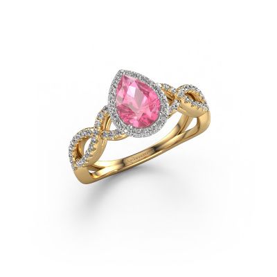 Engagement ring Dionne pear 585 gold pink sapphire 7x5 mm