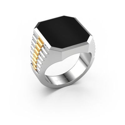 Signet ring Brent 5 585 white gold onyx 18x15 mm