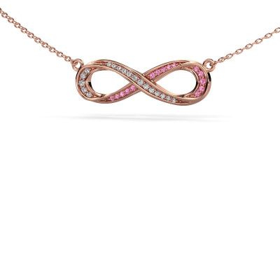 Necklace Infinity 2 585 rose gold pink sapphire 0.8 mm