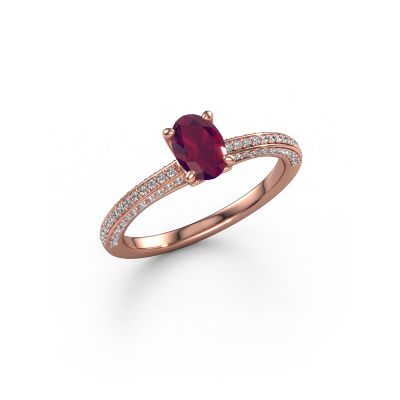 Verlobungsring Elenore ovl 585 Roségold Rhodolit 6.5x4.5 mm