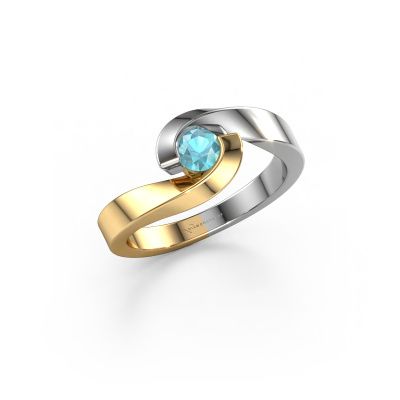 Ring Sheryl 585 goud blauw topaas 4 mm