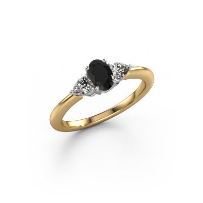 Engagement ring Chanou OVL 585 gold black diamond 1.47 crt