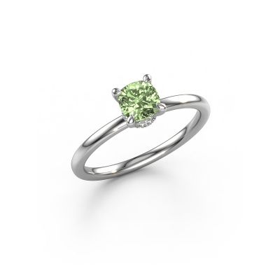 Engagement ring Crystal CUS 3 585 white gold green lab grown diamond 5 mm
