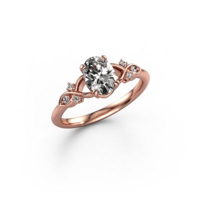 Engagement ring Azra OVL 585 rose gold zirconia 8x6 mm