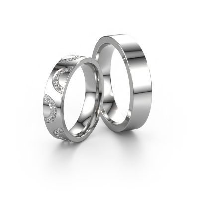 Eheringe set WH0136LM15BP ±5x2 mm 14 Karat Weißgold Diamant 0.007 crt