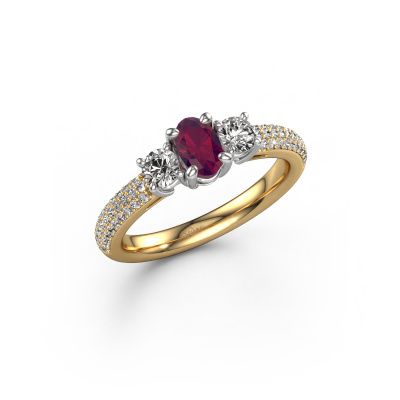Bague de fiançailles Marielle OVL 585 or jaune rhodolite 6.5x4.5 mm