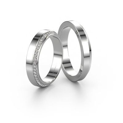 Wedding rings set WH2106LM14C ±4x2.2 mm 14 Carat white gold diamond 0.335 crt