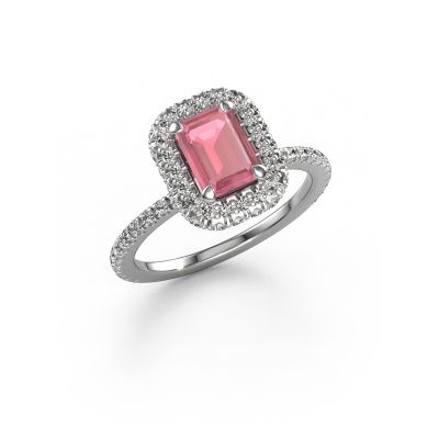 Engagement ring Talitha EME 950 platinum tourmaline pink 7x5 mm