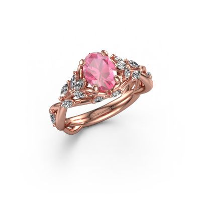 Engagement ring Samantha OVL 585 rose gold pink sapphire 7,5x5,5 mm