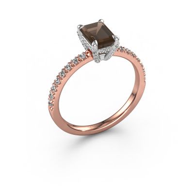 Engagement ring Saskia EME 1 585 rose gold smokey quartz 7x5 mm