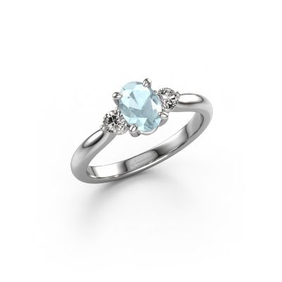 Verlovingsring Lieselot OVL 950 platina aquamarijn 7x5 mm