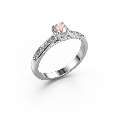 Engagement ring Mia 2 950 platinum morganite champagne 5 mm