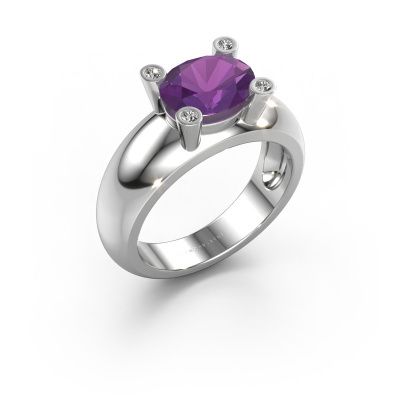 Ring Tamara OVL 585 Weißgold Amethyst 9x7 mm