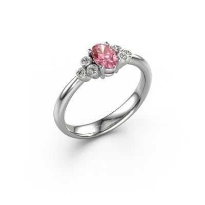 Engagement ring Lucy 1 950 platinum pink lab grown diamond 6x4 mm