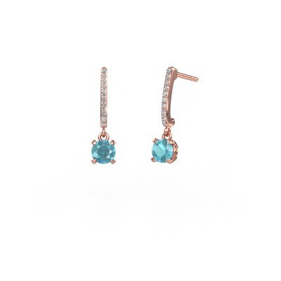 Pendants d'oreilles Tanja 1 585 or rose topaze bleue 5 mm