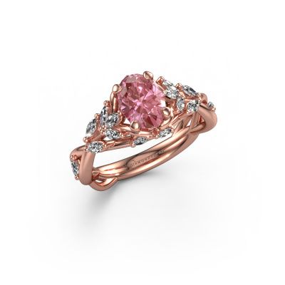 Engagement ring Samantha OVL 585 rose gold pink lab grown diamond 7,5x5,5 mm