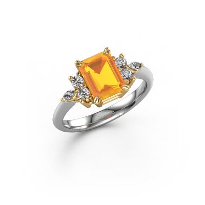 Bague Sade 585 or blanc citrine 8x6 mm